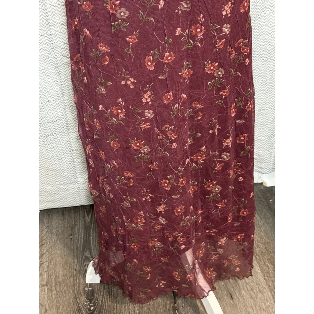 Sophisticates By Jonathan Martin vintage Maroon Sleevless Floral Print Maxi M - Picture 2 of 6